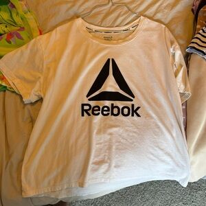 Reebok Cropped White T-Shirt with Black Logo